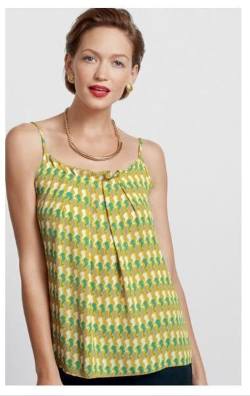 CAbi Seahorse Camisole Tank Novelty Whimsical Twee Yellow Womens Small